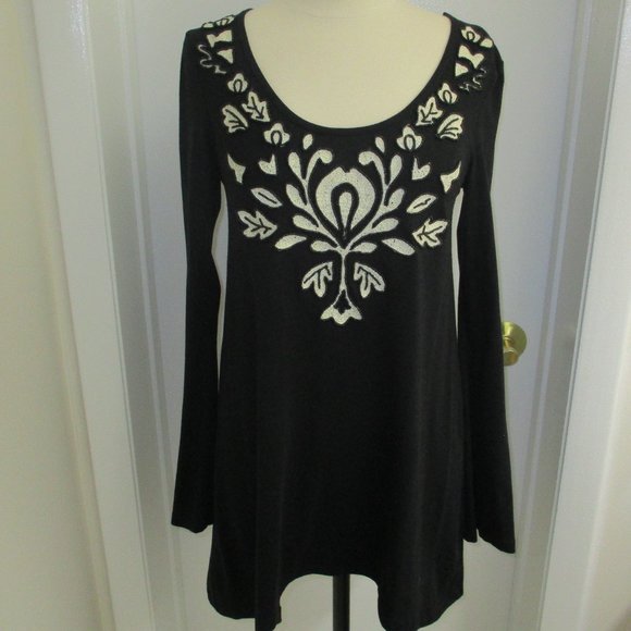 INC International Concepts Black Tunic Top - Picture 1 of 7